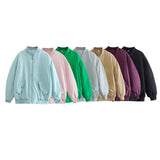 Simple Basic Zip Up Bomber Jacket-Outfit