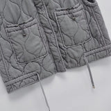Fongt Autumn 2025 New Women's Gray Collar Sleeveless Cotton Vest Washer