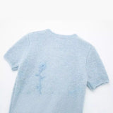 New Embroidered Slim Short-Sleeved Round-Neck Knitted Coat 3920131-Outfit