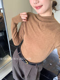 Fongt Xixi 2025 Autumn New White Standard Long-Sleeved High-Neck Knitted Top Sweater Female 89608