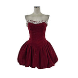 Autumn Romantic Dinner Party Diamond Finishing Waist Ponbo Dress With Big