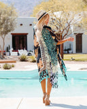Fongt Women's New Holiday Beach Burqa Chiffin Print Cardigan Shawl Shawl 2271