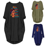 Fongt Burst Casing Round-Neck Printing Bag Loose Large Size Women's Knitted Dress