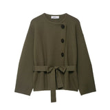 Fongt Women's Clothing Explosion With Belt Knitted Short Coat Coat