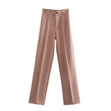 Fongt New Straight High-Rise Thin Solid-Colored Slacks 2761048