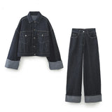 New Autumn Denim Jacket 9632255 Rolled-Up Trousers Leg Jeans 6045205-Outfit