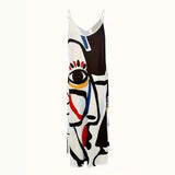 Fongt Summer Cool Sling Skirt Abstract Face Style Digital Print Style Street Dress Woman