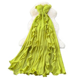 Fongt Style Dress 2025 Summer French Sexy Chest To Close Waist Thin Open Lotus Leaves Side Irregular Dress