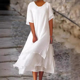 Fongt Fashion And Casual Double-Edecker Short-Sleeved Round Dress