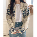 Aesthetic Snowflake Zip Up Cardigan-Outfit