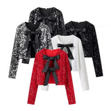 Fongt 2025 New Women's Street Fashion Butterfly Squint Long-Sleeved Top