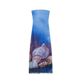 Fongt Women's Clothing 2025 Spring New Fashion Temperament Print Net Embossed Fan Flute Dress
