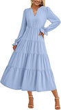 Fongt Autumn Long Dress Long Sleeve V-Neck Layered Lotle Leaves By The A-Line Cocktail Party