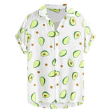 Hawaii Avocado Printed Shirts for Men Casual Loose Tropical Hawaiian Short Sleeve Shirts High Quality Button Down-Outfit