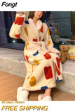 Fleece Nightgown Women Winter Flannel Plus Velvet Warmth Princess Long Sweet Bathrobe Spring Autumn