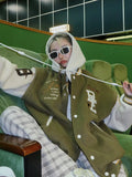 Retro Letter Embroidery Jackets Coat Baseball Jacket Women's Winter Hooded Hip Hop Loose All-match Fashion Top