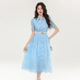 Fongt Dress 2025 Explosion New High-End Embroidery Long-Term Collection Waist Thin Dress