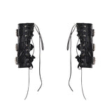 Fongt Street Babes High-Necked Metal Buckle Leather Waist Design Repair Short Sleeveless Top