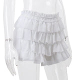 White Ruffle Cardigan Top And Mini Tiered Skirt Set-Outfit