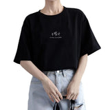 Fongt Sleeve Korean Round Collar T-Shirt Female 2024 Summer Loose Plant Print Casual Solid Color Student Half Sleeve Top