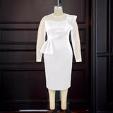 Fongt Fashion Perspective Nail Dress Elegant Wind Wood Ear High Waist Dress Dresses