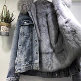 Fongt Coat Cotton-Padded Clothes 2024 Winter Velvet New Cotton-Padded Clothes Loose Korean Version Of Cowboy Fur Collar Thick Coat