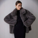 Fongt 2025 Solid-Color Artificial Fur Coat Female Coat Elegant Temperament