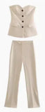 Fongt Women's Clip Lingerie Trousers Foot Forked Straight Trousers Set