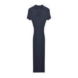 Fongt Women's Clothing 2025 Autumn And Winter New Fashion Temperament Collar Ribs Knitted Dress