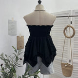Fongt Shooting Holiday Wind Bra Strap With Bow Irregular Dress Loose Thin Short Sleeveless Top 9568