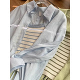 Fongt Collar Long-Sleeved Open Shirt With Thin Sunscreen Women 2025 Spring And Summer New Loose Blue Shirt