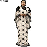 Lace African Dresses for Women Boubou Robe Femme African Dress Dashiki Embroidered Flower Kaftan Dress Africa Plus Size