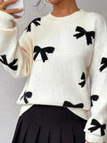 Fongt Autumn And Winter Sweater Women's Round Collar Bow Tie Knitting Knitting Factory