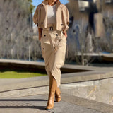 Fongt 2023 New Joker Casual Overalls Temperament Button Belt Suit Skirt-Outfit