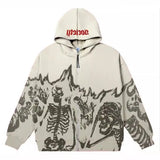 Fongt Millennium Wind Round Collar Skeleton Hoodie Couples Style 2023 Autumn And Winter New Long-Sleeved Skull