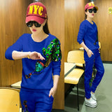 suit2022 Two Piece Set Top And Pants Tracksuit Women Outfits New Leisure Sport White Suit Korean Animal Print Spring