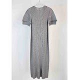 Fongt Folds 2025 New High-Grade Solid-Colored Round Collar Folded Dress Loose Fashion Comfortable Casual Dress