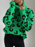 Fongt And Winter New High-Necked Knitted Leopard Sweater