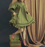 Fongt COS Suit New Long-Sleeved Loose Button-Collar Lace Lantern Sleeve Decoration Lolita