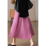 Fongt New 细细细细细 Art 褶皱 Fairy Hundred Folded Skirt Silk Slippery Pendant Half Body Skirt