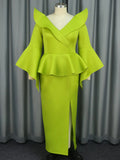Fongt Evening Dress Party Horn Sleeve Dress Evening Dress