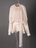 Long Sleeve Pleated Ruffle Mini Dress-Outfit