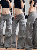 Fongt Cloth Forget Street Waist Thong Interface Bagged Jeans High-Rise Loose Thin Straight Slacks