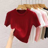 Fongt Sweater Woman 2025 Spring And Summer New T-Shirt High-End Design Sense With Knitted Shirt Pure Desire