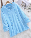 Fongt Autumn And Winter Explosion Of Solid Color Long-Sleeved Hat Hair Double-Sided Plush Pyjamas