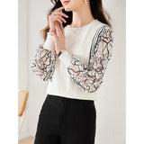 Fongt Shot Spring And Autumn New Design Sense Unique False Two Clothing Chiffon Stitching Sweater Female-Outfit