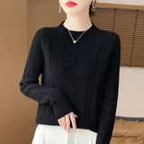 Fongt Girl Feeling Jasmine Sweater Knitted Retro Collar Top Autumn And Winter Thick Bottom Shirt 2025