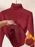 Fongt Thicken High-Neck Sweater Temperament Inside To Keep Warm Jacket Knitting