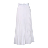 Fongt With Belt Women's New High-Waisted Skirt Swing Medium Long Folded Temperament Half-Body Skirt