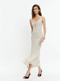 Fongt Summer New Women's Wave Point Slings Back Wave Point Commuter Style Dress